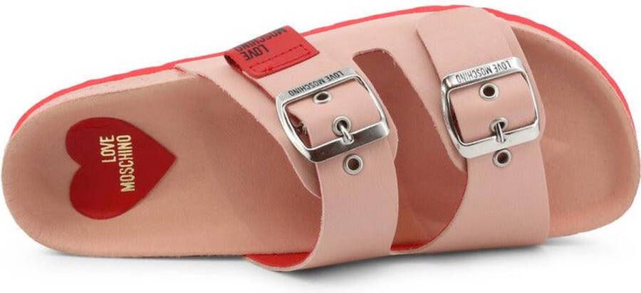 Love Moschino Leren Sliders voor Dames Lente Zomer Collectie White Dames