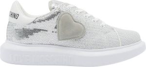 Love Moschino Zilveren Paillet Hart Sneakers Grijs Dames