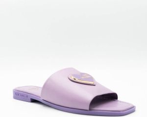 Love Moschino Lila Hart Sliders voor Modieuze Vrouwen Paars Dames