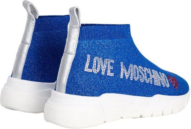 Love Moschino Sock Runner Low Glitter Blue