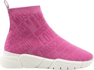Love Moschino Roze Logo Print Sneakers Roze Dames