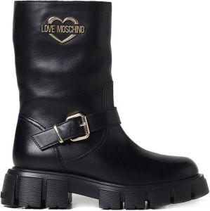Love Moschino Zwarte Enkellaarsjes voor Dames Herfst Winter Zwart Dames