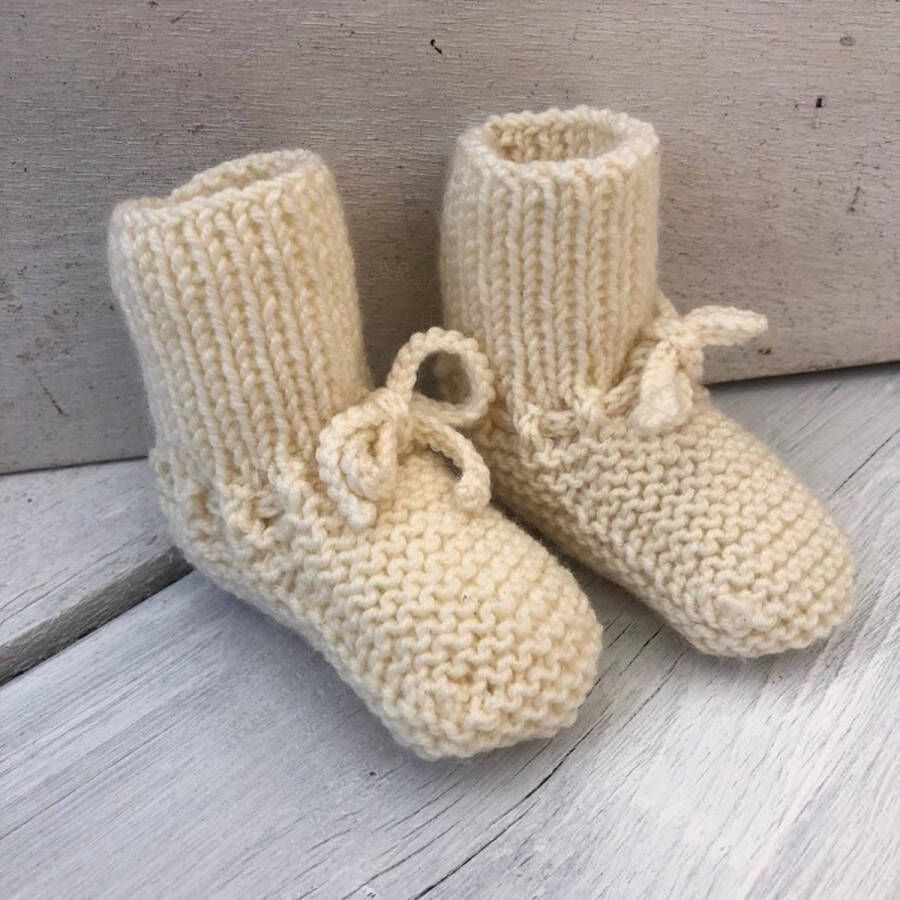Lovely Stitches Gebreide babyslofjes Kort Off White Merino Wol Lovely Stitche - Foto 2