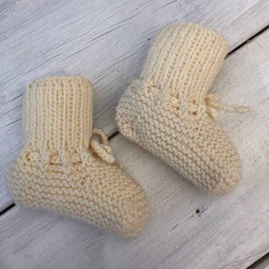 Lovely Stitches Gebreide babyslofjes Kort Off White Merino Wol Lovely Stitche - Foto 4