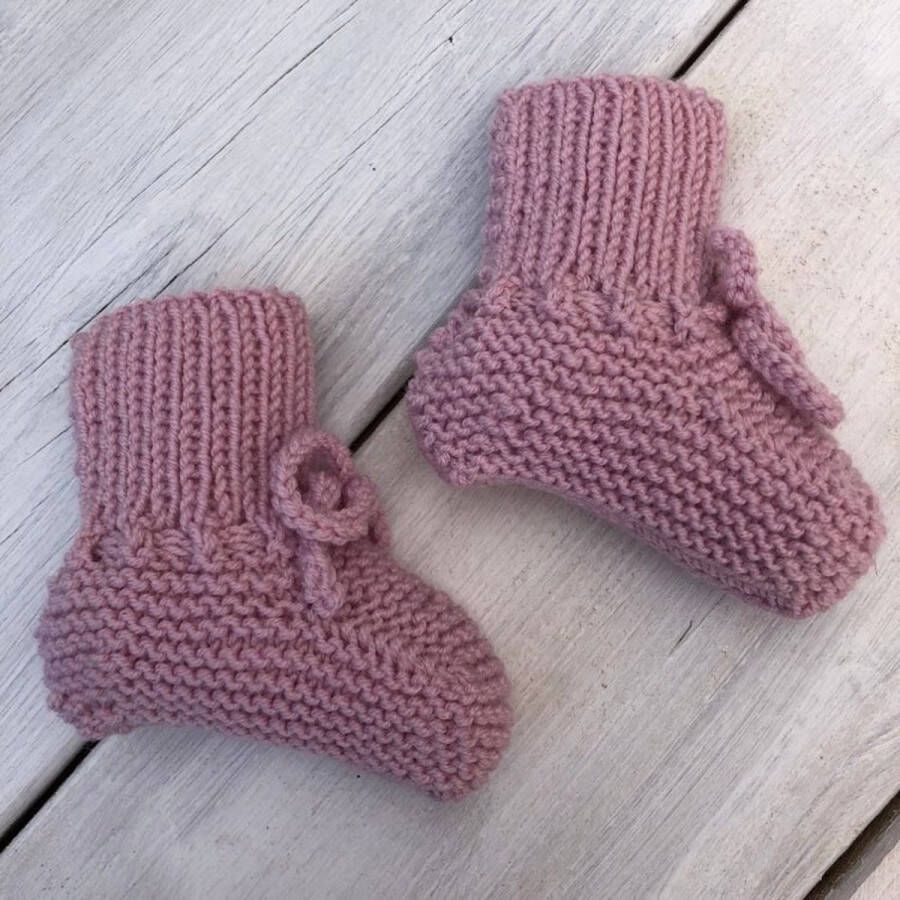 Lovely Stitches Gebreide babyslofjes Kort Oudroze Merino Wol Lovely Stitche - Foto 2