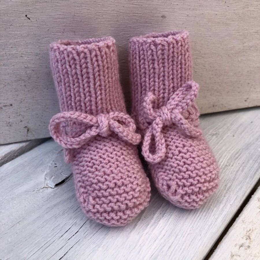 Lovely Stitches Gebreide babyslofjes Kort Oudroze Merino Wol Lovely Stitche - Foto 3