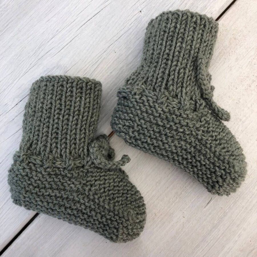 Lovely Stitches Gebreide babyslofjes Kort Saliegroen Merino Wol Lovely Stitche - Foto 2