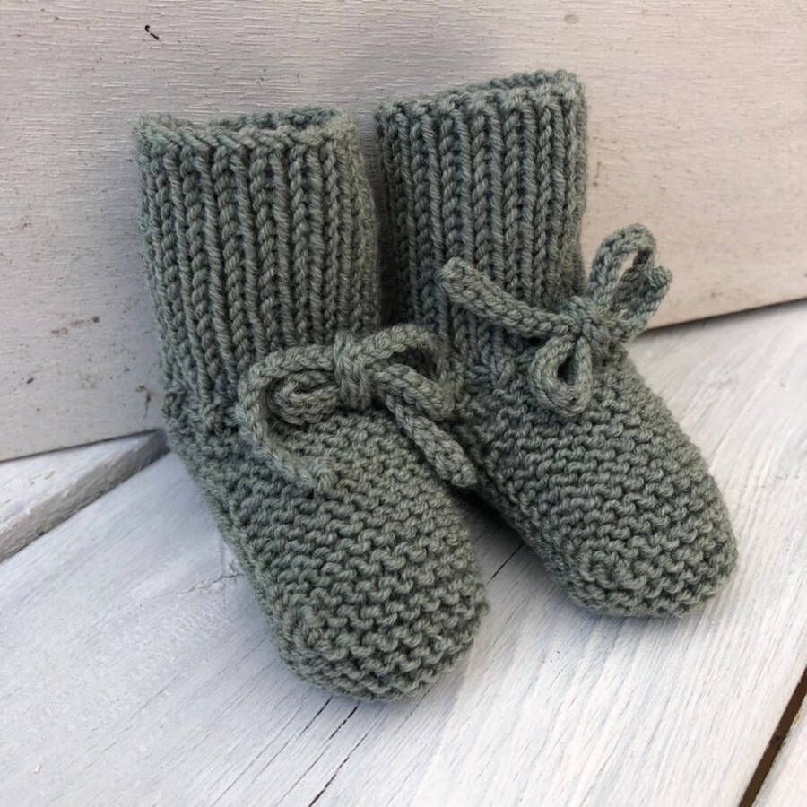 Lovely Stitches Gebreide babyslofjes Kort Saliegroen Merino Wol Lovely Stitche - Foto 3