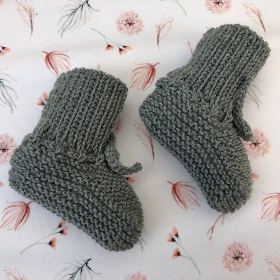 Lovely Stitches Gebreide babyslofjes Kort Saliegroen Merino Wol Lovely Stitche - Foto 4