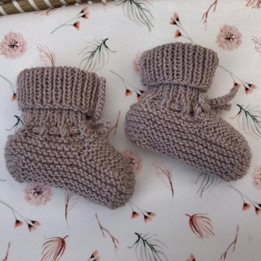 Lovely Stitches Gebreide babyslofjes Met Omslag Beige Merino Wol Lovely Stitche - Foto 3