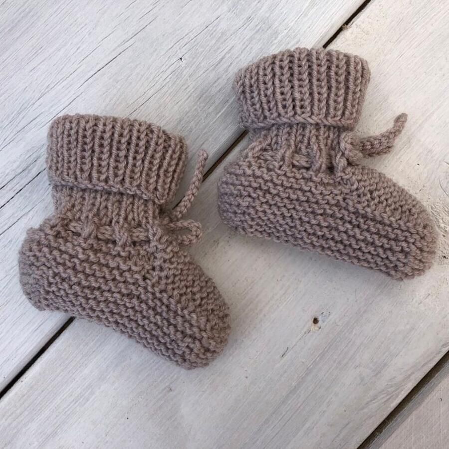 Lovely Stitches Gebreide babyslofjes Met Omslag Beige Merino Wol Lovely Stitche - Foto 4