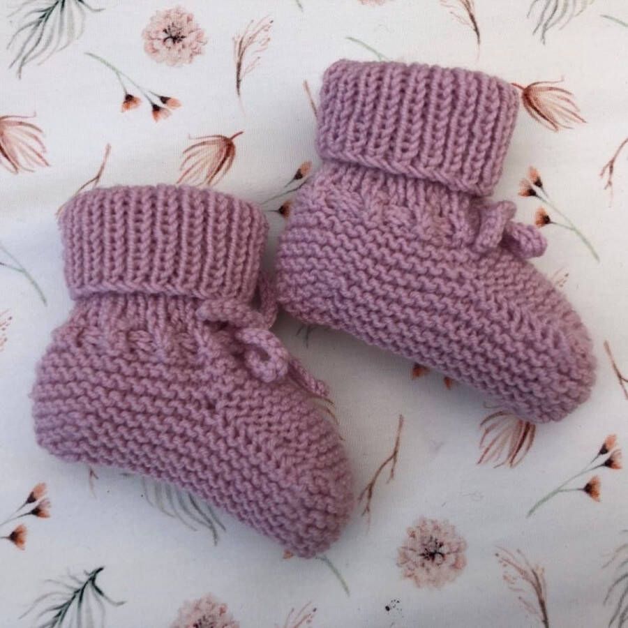 Lovely Stitches Gebreide Babyslofjes Met Omslag Oudroze Merino Wol Lovely Stitche - Foto 3