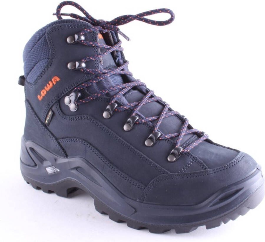 Lowa Renegade GTX Mid leren wandelschoenen donkerblauw oranje
