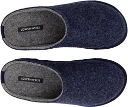 Löwenweiss Loewenweiss Lowenweiss Easy Bicolore Handgemaakte Pantoffels Gekookte Wol Blauw Grijs BLAUW