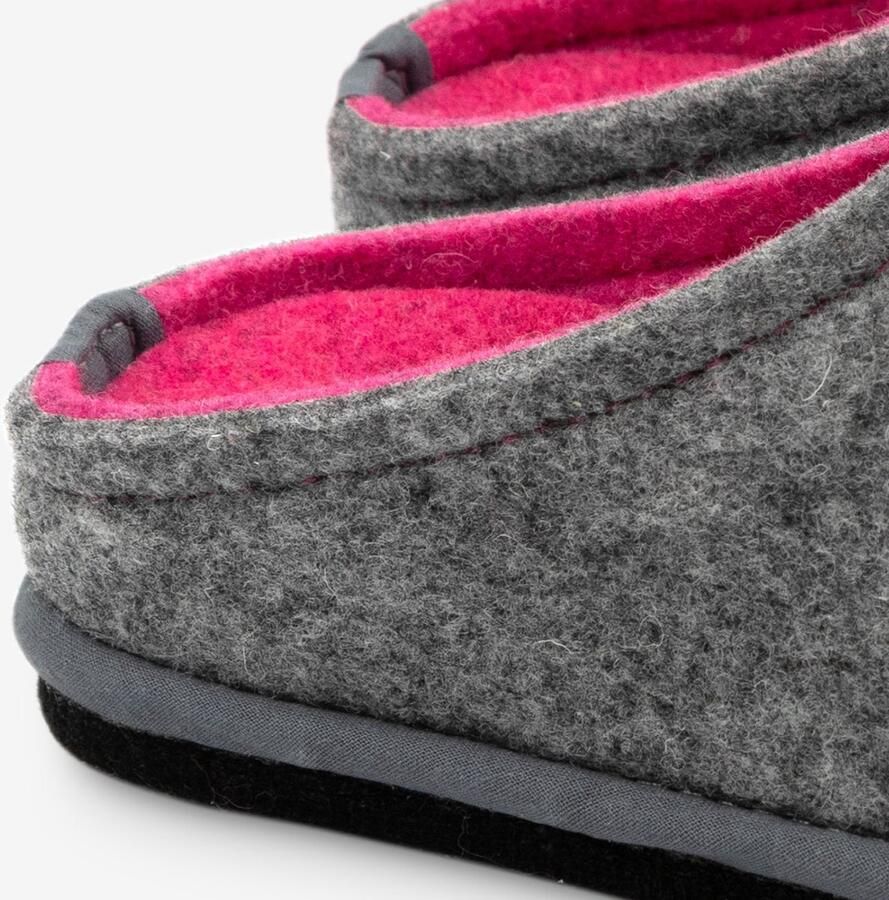 Loewenweiss Lowenweiss Easy Bicolore Handgemaakte Pantoffels Gekookte Wol Grijs Fuchsia GRIJS - Foto 2