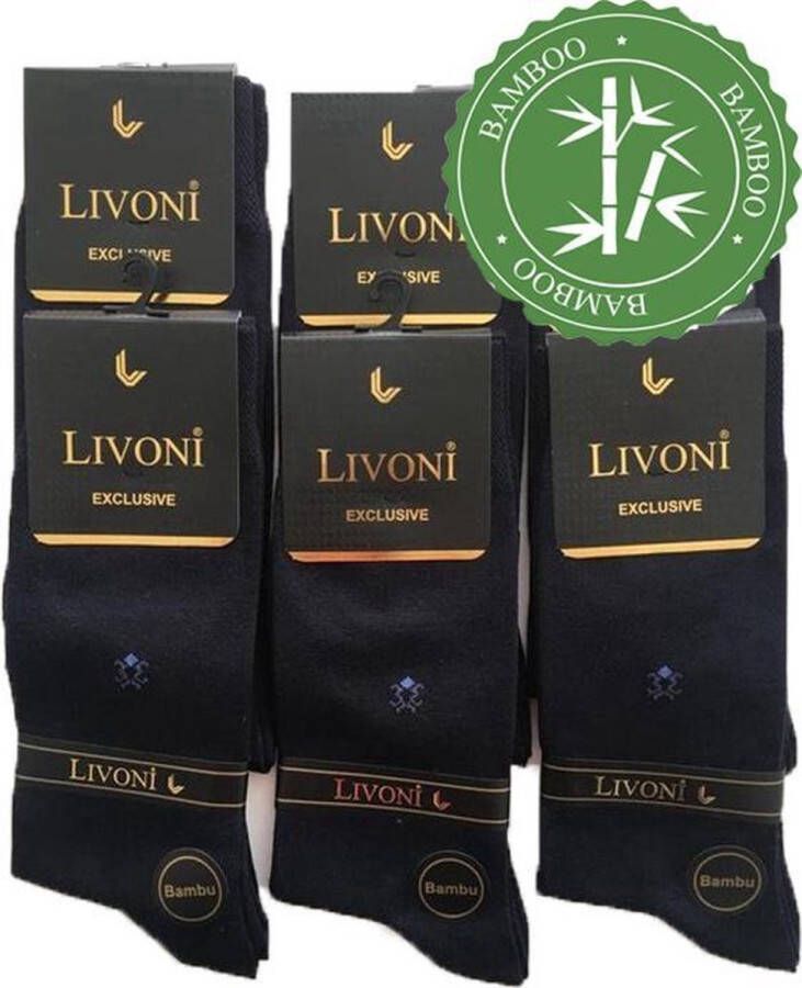 Lucky Livoni Bamboe -Heren Zwart sokken 6 paar. 40-44 anti bacterieel ademend -gezond mooei - Foto 2