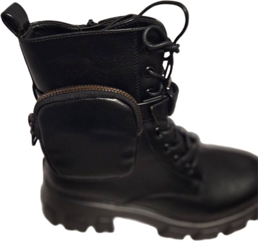 LUCKYSHOES LUCKY SHOES-BIKERBOOTS-BLACK-IMITATIONLEER-EXTRA PURSE