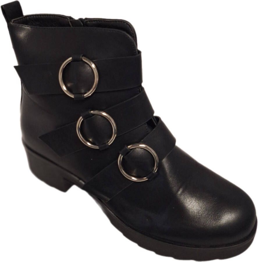 LUCKYSHOES -3 GESPEN BOOTS-LEDERLOOK- HAK-ZIJRITS