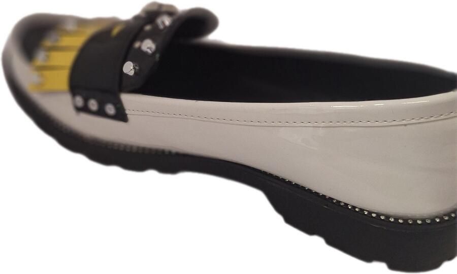 LUCKYSHOES COLLEGESCHOEN MET GOLFLOOK-WHITE