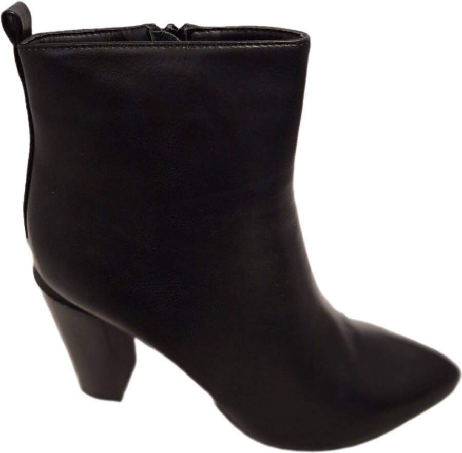 LUCKYSHOES -ENKELBOOTS-BLACK-BLOKHAK -LEDERLOOK