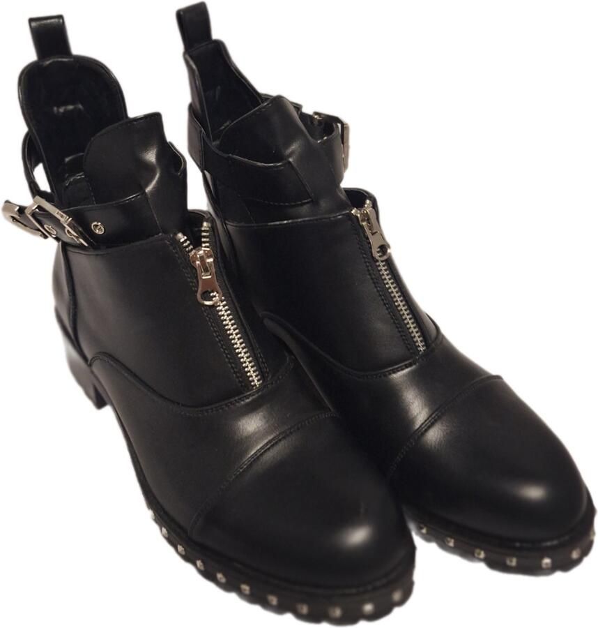 LUCKYSHOES- FANCY-ENKELBOOTS-BLACK-LEDERLOOK-SPECIALSTYLE