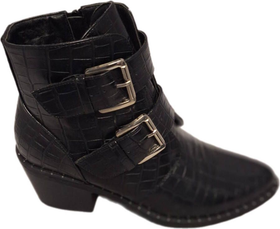 LUCKYSHOES -GESPBOOTS-CROCO LEDER LOOK- HAK- 2 GESPEN