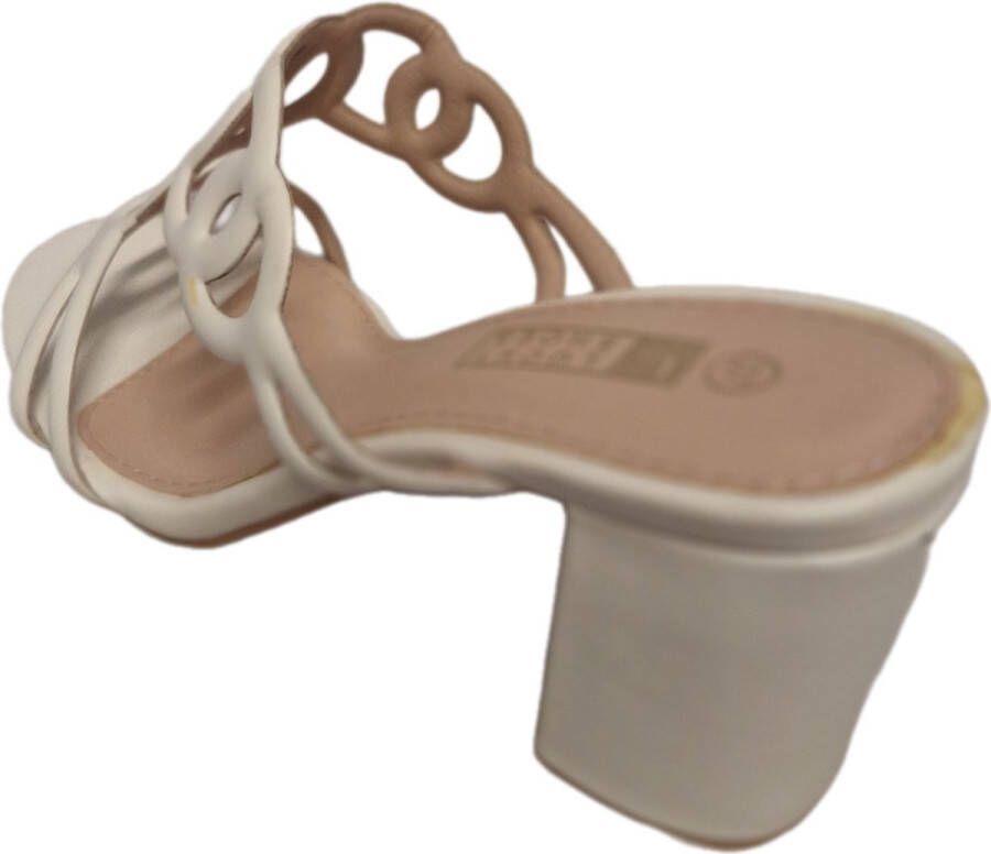 LUCKYSHOES -INSTAP SANDAL-LEDERLOOK-WHITE