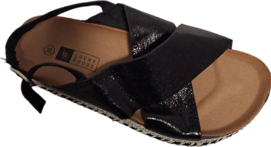 LUCKYSHOES -LEDERLOOK-SLIPPER-PLAT CULTRAND LANGS ZOOL