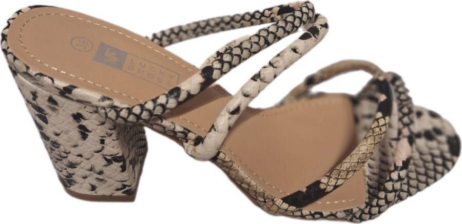 LUCKYSHOES -SANDAL -SNAKE LEDERLOOK- 4 STREPS-HAK