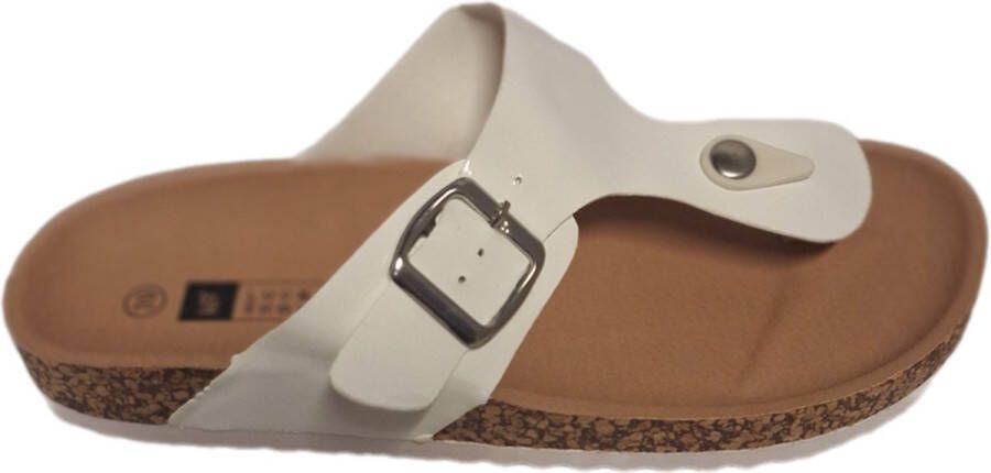 LUCKYSHOES -SLIPPER-KURK VOETBED-ANTISLIP ZOOL-WHITE MIRROR LAKLEER