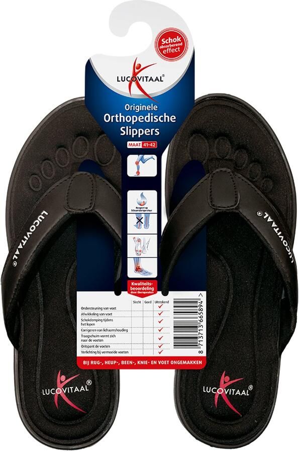Lucovitaal Slipper Orthopedisch 43-44 Zwart Hanger (1 paar)