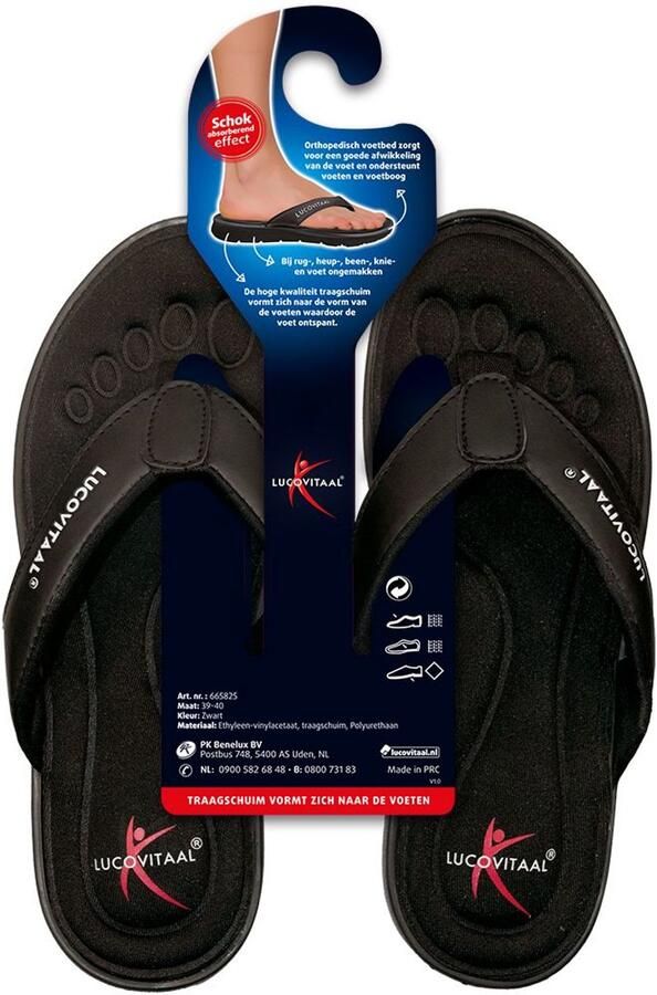 Lucovitaal Slipper Orthopedisch 45-46 Zwart Hanger (1 paar) - Foto 2