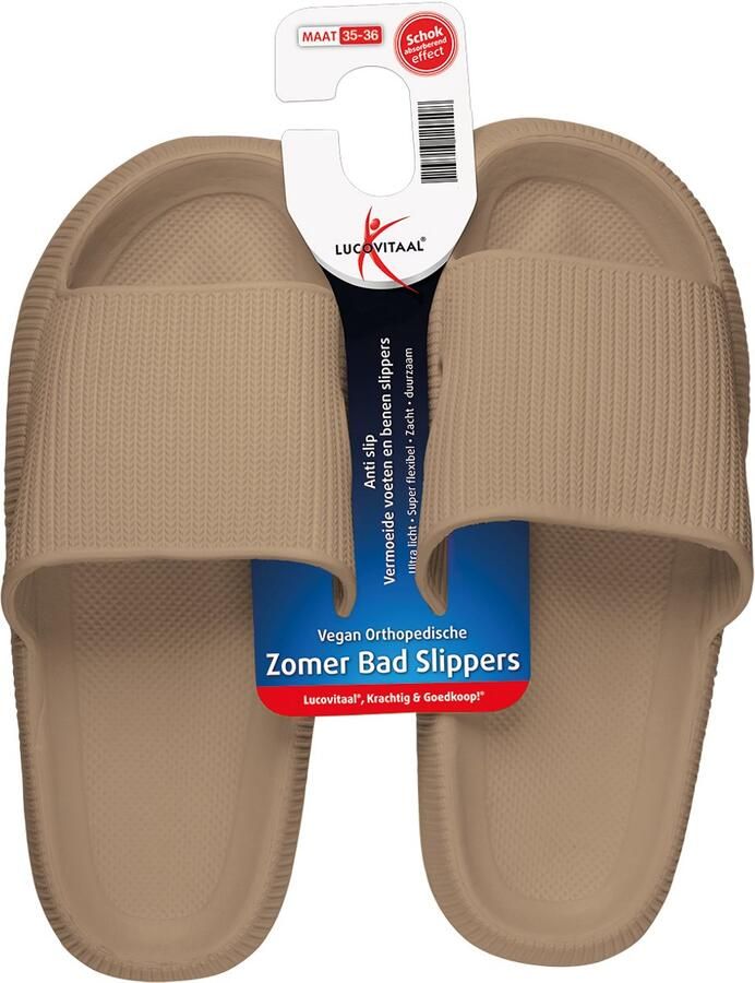 Lucovitaal Zomer Badslipper 35-36 Taupe (1 paar)