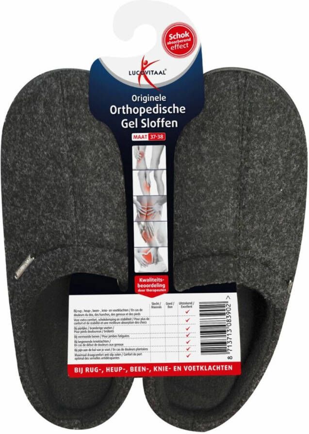 Lucovitaal Orthopedische Gel Sloffen Zwart 37-38 1 paar