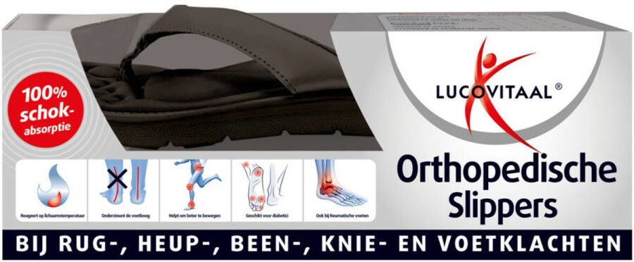 Lucovitaal Orthopedische Slipper Zwart -44 3x1 paar Voordeelverpakking