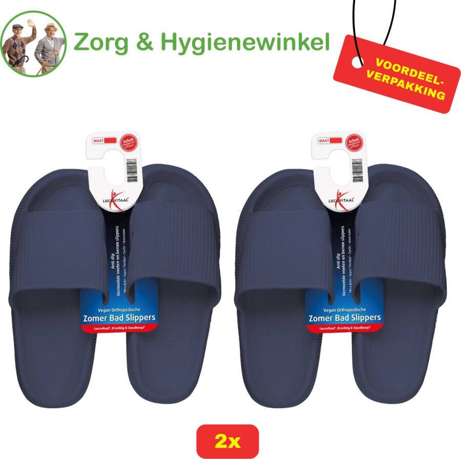 Lucovitaal Orthopedische Zomer Badslippers (Donker blauw 2 Paar)