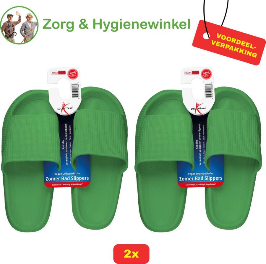 Lucovitaal Orthopedische Zomer Badslippers (Groen 2 Paar)