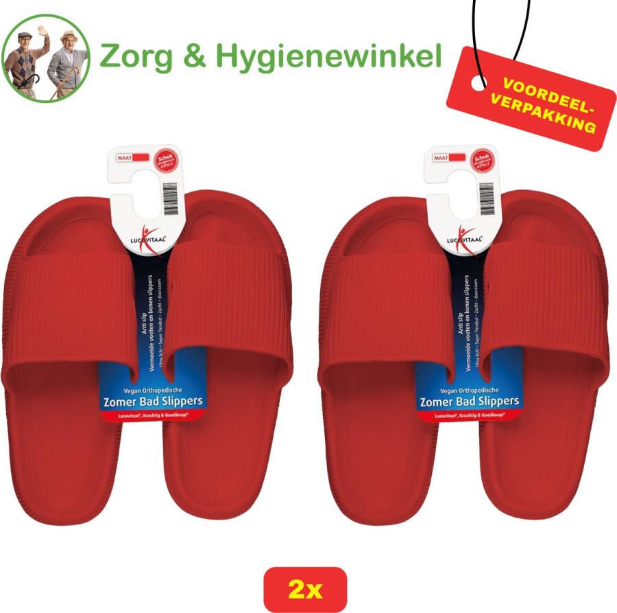 Lucovitaal Orthopedische Zomer Badslippers (Rood 2 Paar)