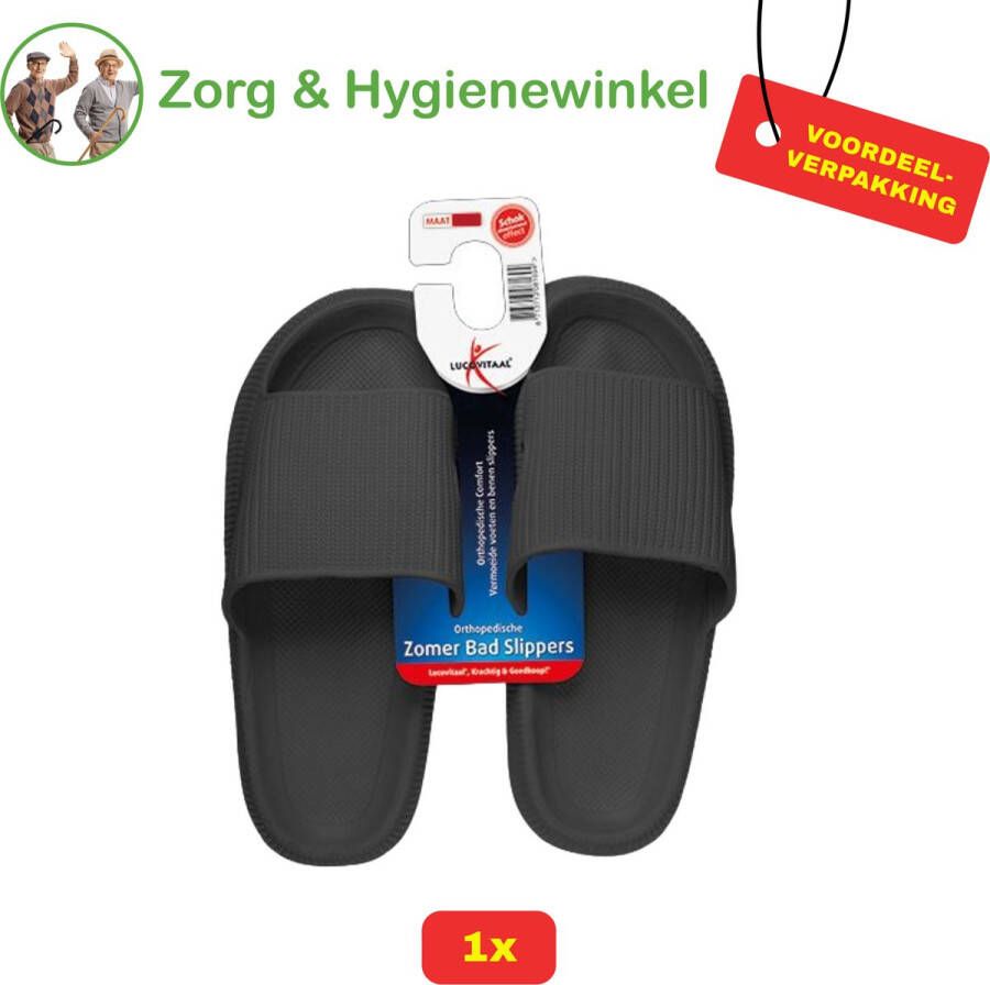Lucovitaal Orthopedische Zomer Badslippers (Zwart 1 Paar)