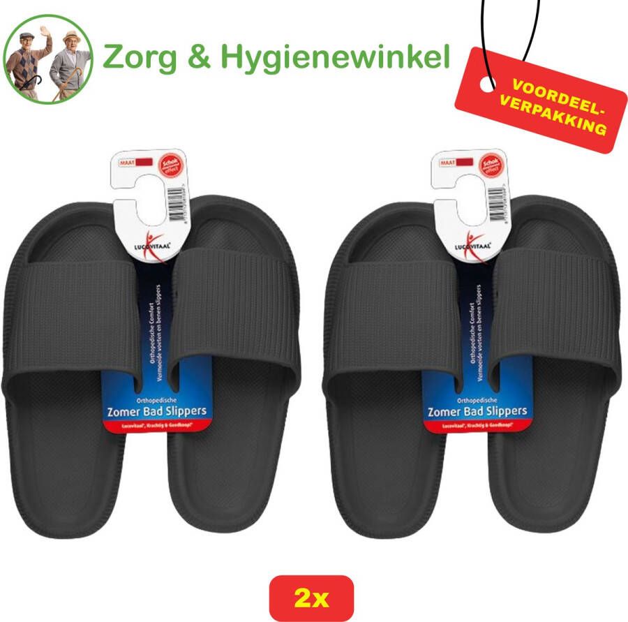 Lucovitaal Orthopedische Zomer Badslippers (Zwart 2 Paar)