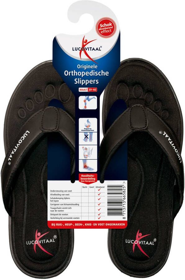 Lucovitaal Slipper Orthopedisch 39-40 zwart hanger 1 paar