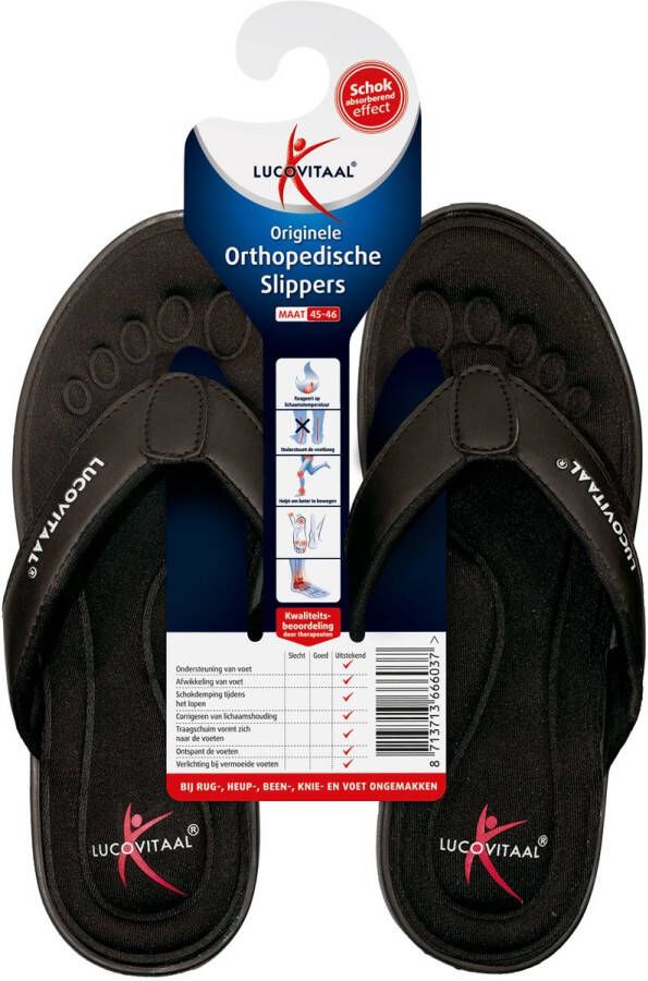 Lucovitaal Slipper Orthopedisch 45-46 zwart hanger 1 paar