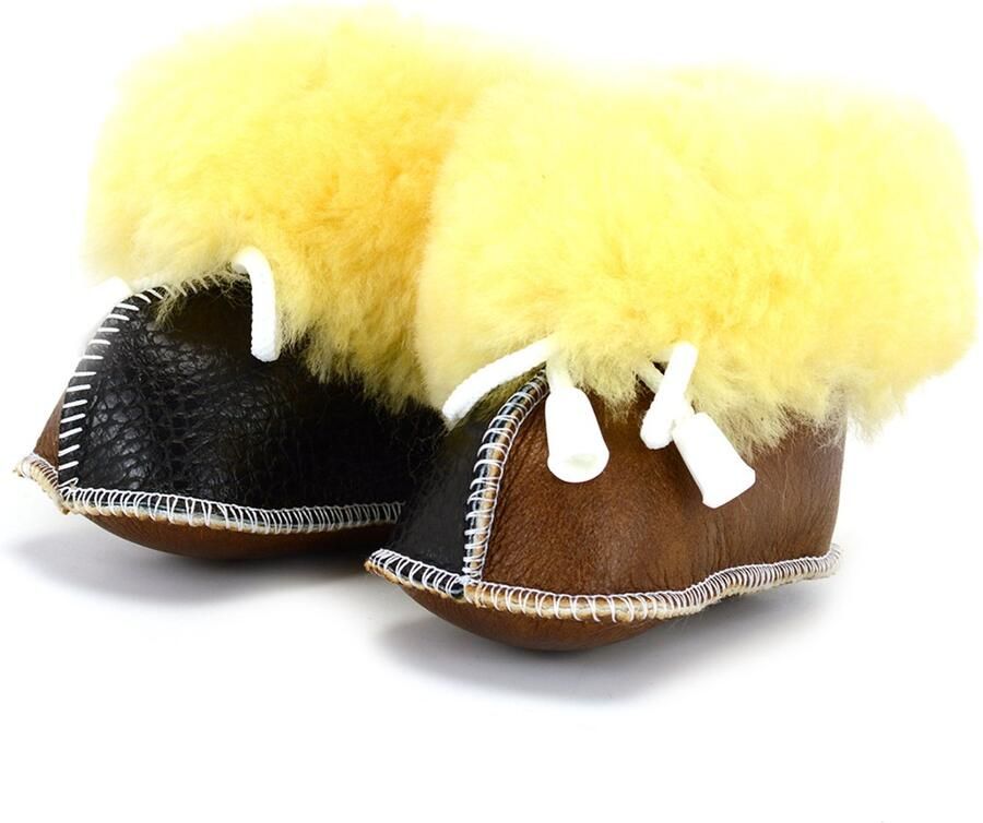 Luka Pelli BOBO Luxe Baby Slofjes 100% Natuurlijk Schapenvacht & Leer Handgemaakt Warm Gevoerd Babyschoentjes voor Kinderwagen & Thuis Verschillende Kleuren
