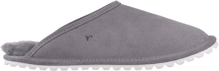 LuLu wonen LuLu Grijze heren pantoffel. Suède leer gevoerd met schapenvacht