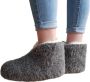 LuLu wonen LuLu- Grijze wollen Sloffen Pantoffels met antislip zool enkelhoog en - Thumbnail 2