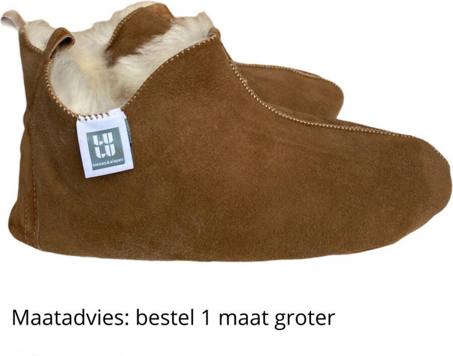 LuLu wonen LuLu Spaanse Sloffen Schapenvacht met Runderleren Zool Echte Lamsvacht Pantoffels Uniseks &