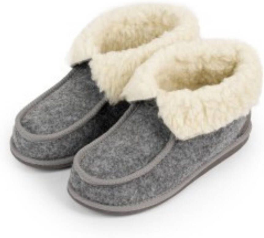 LuLu wonen LuLu- Vilten sloffen met omslag Hoge Wolvilt sloffen flexibele antislip rubberen zool voor en