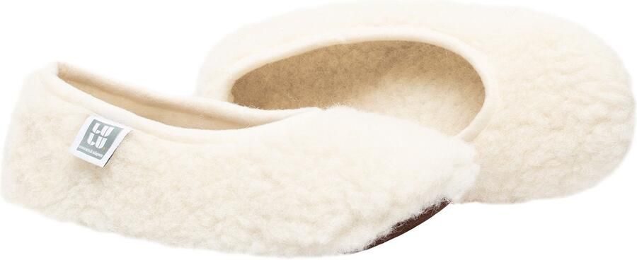 LuLu wonen LuLu Ballerina Sloffen Dames 100% Merino Wol Suède Antislip Zool Crème