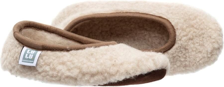 LuLu wonen LuLu Ballerina Sloffen Dames 100% Merino Wol Suède Antislip Zool Zand Beige