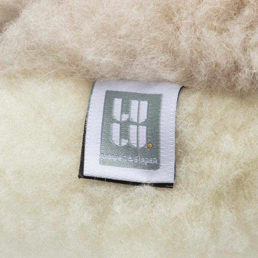 LuLu wonen LuLu- Wollen Sloffen Crème met een vleug Roze antislip zool hoog model Dames